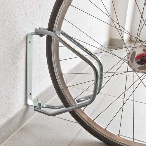 Relaxdays Bicycle Stand, Set of 4, Wall Mount, Steel, 180° Rotatable Bicycle Carrier for 1 Bike, Silver