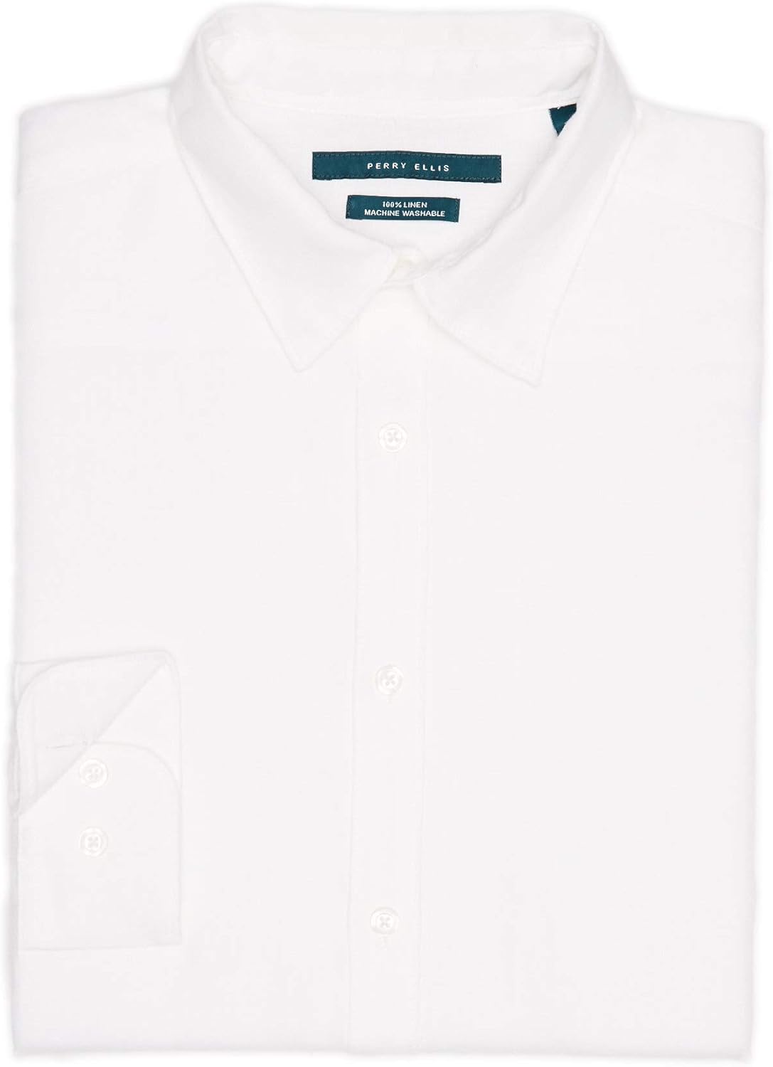 Perry Ellis Men's Long Sleeve Solid Linen Button-up Chambray Shirt at  Men’s Clothing store