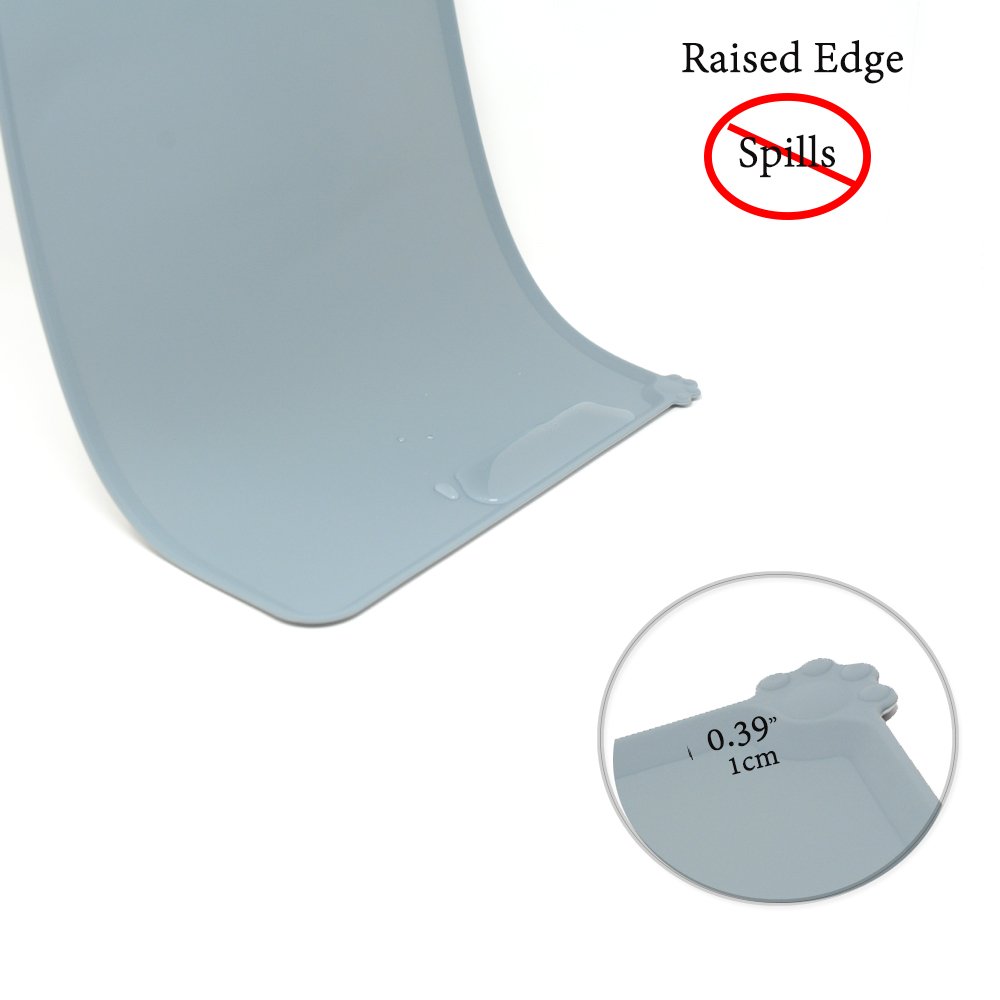 Santune Dog Food Mat Silicone Dog Cat Feeding Bowl Mats Waterproof Non-slip Raised Edge Pet Food Tray Placemat for Small to Large Breeds,18.7\