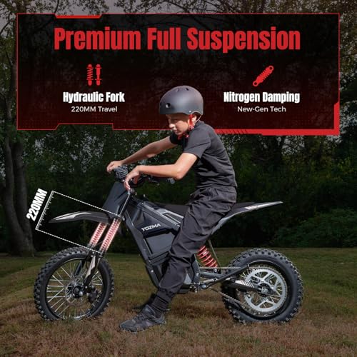 Yozma IN10 Electric Dirt Bike, 2600W 64.4km/h Electric Motorcycle with 48V/23AH Battery Ebike, Full Hydraulic Brakes and Suspensions Mountain Off-Road E Dirt Bike