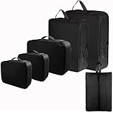 PROMUN 6 Set Compression Packing Cubes Suitcases, Travel Essentials for Carry on, Luggage Organizer Bags Set for Travel Acces