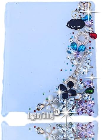 Jersey Bling (TM) 3D Ipad Clear Case Handmade with Czech Crystal, Rhinestones, HUGE Gems &amp;&amp; Additional BLING Embellishments (Flowers, Eiffel Tower, Ballerina, etc) fits Ipad 2, 3, or 4