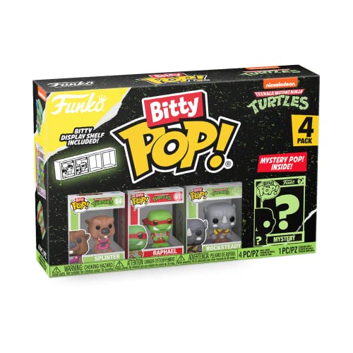 Funko Bitty POP! Teenage Mutant Ninja Turtles (TMNT) - Splinter, 4-Pack - Splinter, Raphael, Rocksteady and A Surprise Mystery Mini Figure - 0.9 Inch (2.2 Cm) Collectable - Gift Idea - Cake Topper
