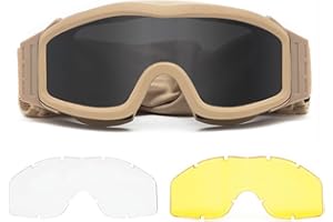 LEJUNJIE Airsoft Goggles, Tactical Safety Goggles Anti Fog Paintball Goggles with 3 Interchangeable lens Hunting Cycling