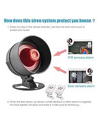KERUI Sistema de seguridad para el hogar, interior y exterior, resistente a la intemperie, sirena, sensor de movimiento, alarma con mando a distancia más DIY, sistema de alarma de puerta de burglar para el hogar, hotel, garaje, tienda