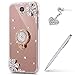 Galaxy S4 Case,Galaxy S4 Mirror Case,ikasus Inlaid diamond Flowers Slim Hybrid Rhinestone Diamond Glitter Bling Mirror Back TPU Case with Ring Stand Holder +Touch Pen Dust Plug for Galaxy S4,Rose Gold