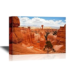 USA Landmarks Canvas Wall Art - Thors Hammer, Bryce Canyon, Utah, USA - Gallery Wrap Modern Home Art | Ready to Hang - 12x18 inches