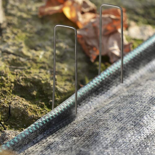 ADSRO Galvanized Garden Staples, Lawn Landscape Nail U-Pile Heavy Duty Fur Pin Fence Fence for Anchoring Fabric Weed Barrier Floor Cover 100Pack - Thumbnail 4