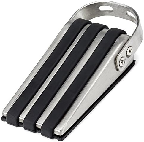 SleekStopper SW-041C Decorative Stainless Steel Door Stopper with Rubber Treads and Metal Handle (2 Pack)