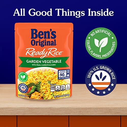BEN’S ORIGINAL READY RICE GARDEN VEGETABLE FLAVORED RICE, EASY DINNER SIDE, 8.8 OZ POUCH