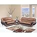 Global Furniture Leather Matching Loveseat, Tan/Brown/Chrome Legs