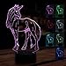 3D Unicorn Lamp Horse Night Light Touch Table Desk Lamp 7 Color Change,Optical Illusion lamp Led USB Charging Battery Operated Light as Christmas Gifts Decor Light for Desk Table Home Office(Unicorn)