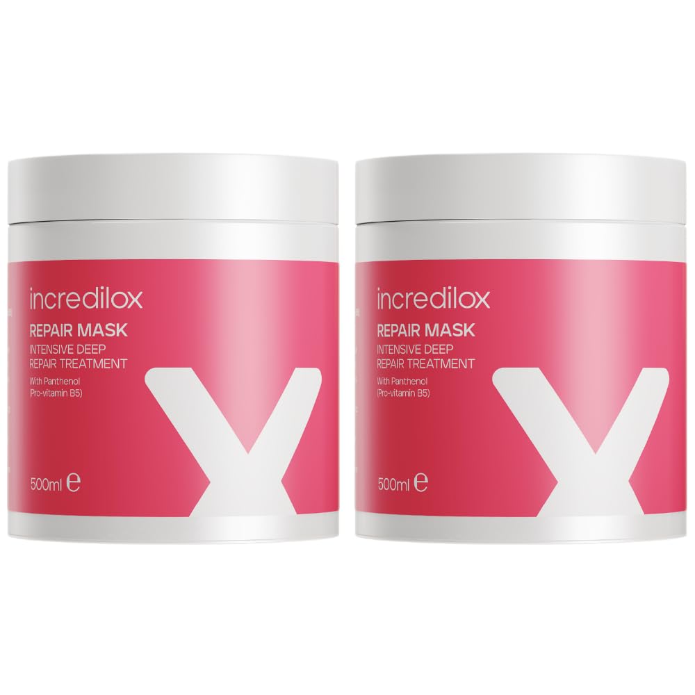 Incredilox Intensive Deep Repair Hair Mask 2 x 500ml - Nourishing Treatment for Damaged Hair, Hydrating & Strengthening Conditioner Duo
