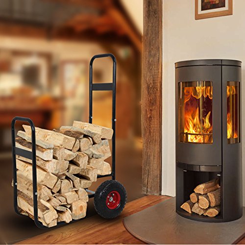 (GG) Firewood Carrier Wood Mover Log Hauler Fire Rack Caddy Cart Dolly Rolling - Thumbnail 3