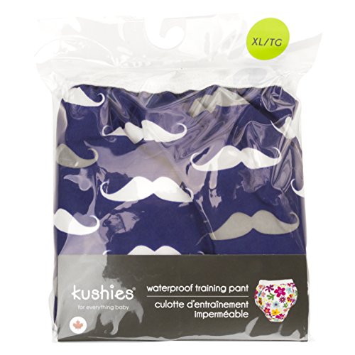Kushies Baby Waterproof Training Pant, Navy, 38-44 Pounds, Mustache, X-Large
