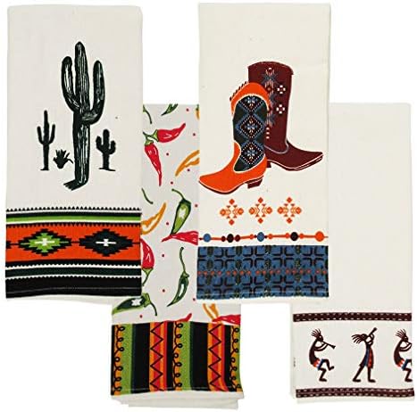 Sedona Southwest Kitchen Towels Cactus, Cowboy Boots, Peppers 16” x 28”