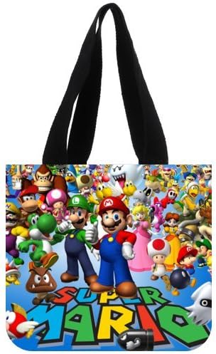Super Mario Custom Shopping Tote Bag Cotton Canvas Handbags Two Sides
