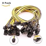 Leboo [8PCS]-6 PIN PCIe Express to PCIe 8 (6+2) PIN(27.5 Inch) New18AWG 6pin to 8pin Male to Male Cable For GPU/PSU breakout board,GPU Open Rig Mining Ethereum ETH Devices(with 6 Nylon Cable Ties)