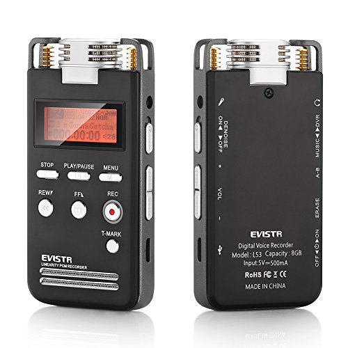 EVISTR L53 Portable Digital Voice Recorder 1536K High Quality PCM