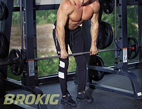 BROKIG-Mens-Sports-Trousers-Gym-Joggers-Tracksuit-Bottom-Slim-Fit-Jogging-Pants-Leg-Zip