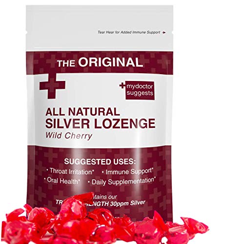 Cough Drops - Natural Silver Lozenges Wild Cherry Flavor: Perfect for Cough, Throat & Mouth Health or Daily Supplement and Immune Support - 30ppm Silver Solution in Each Lozenge