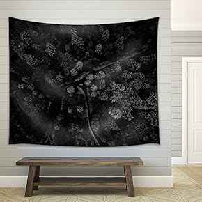 Birds-Eye View of Pine Forest at Night - Fabric Wall Tapestry Home Decor - 51x60 inches