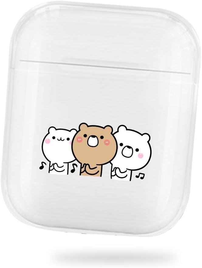Fifet Case Cover for AirPods- Cartoon Pattern Printed Clear Design 360°Protective Transparent PC Case Cover Fit For Apple Airpods pro 2 & 1 Transparent