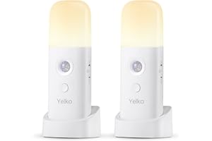 YELKO Motion Sensor Night Light Indoor, 2000mAh Battery Operated Lights, Rechargeable Motion Activated Nightlights,Cordless D