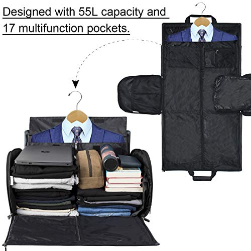Carry on Garment Bag Convertible Suit Travel Bag with Shoes Compartment Waterproof Large Hanging