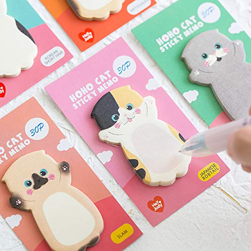 Cute Kawaii Cat Sticky Notes Memo Pad Set of 8, Japanese Stationery, Party Favors, Gift for Cat Lovers - Thumbnail 4