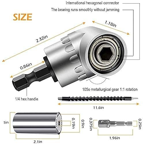 FOUUA Flexible Drill Bit Extension and Universal Socket Wrench