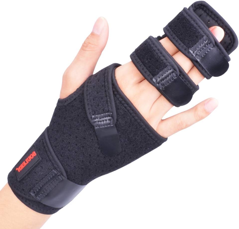 Trigger Finger Splint for Two or Three Finger Immobilizer, Finger Brace for Broken Joints, Sprains, Contractures, Arthritis, Tendonitis and Pain Relief (Right, L/XL)