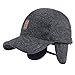 King Star Mens Winter Wool Woolen Tweed Peaked Earflap Baseball Cap Black