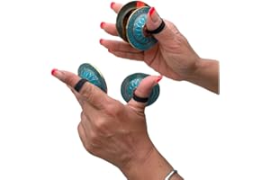 LUNGTA IMPORTS 2 Pairs Brass Floral Finger Cymbals Zills for Belly Dancing (Turquoise)