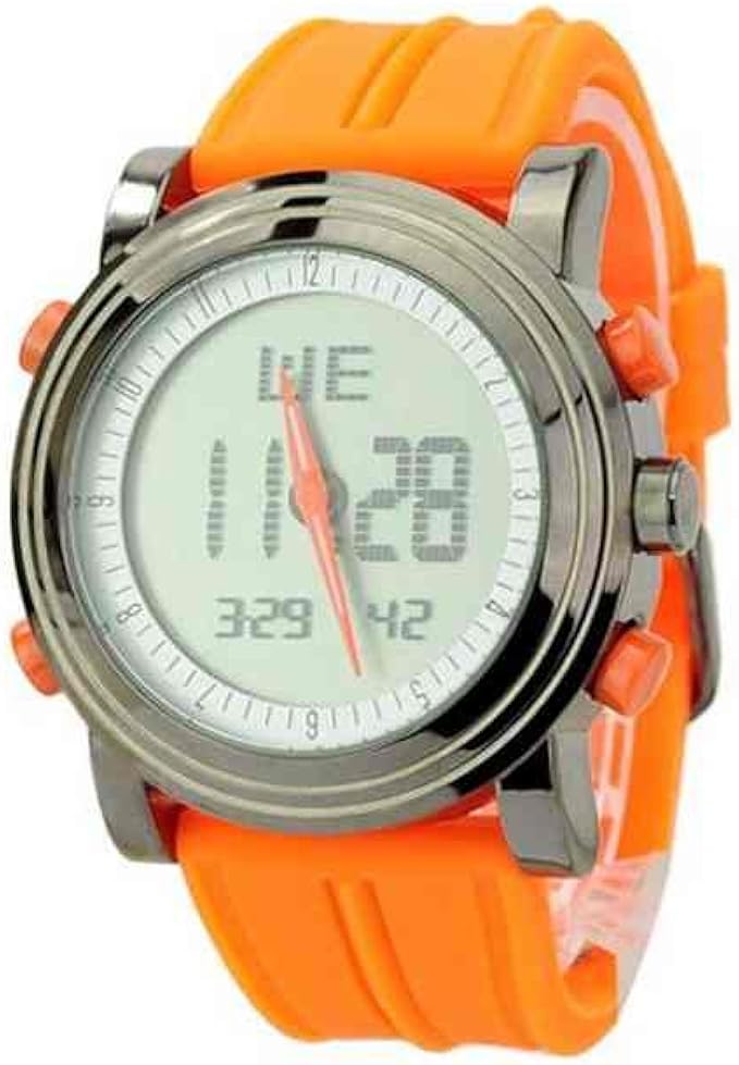Mens Sport Watches LED Orange Quality Silicone Strap Cool