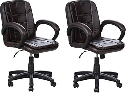 Nice Goods RSC Leatherette Office Arm Chair (Brown, Set of 2)