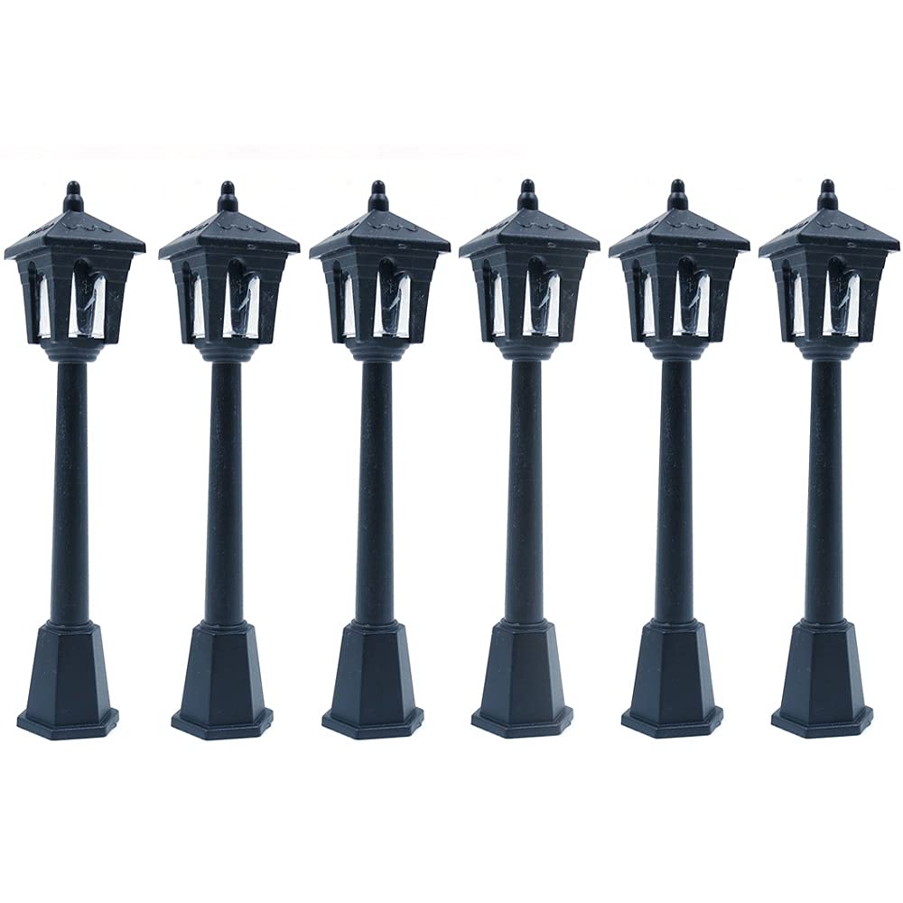 CENPEK 6Pcs Mini Street Light Model Railway Train Lamp Post Lights Outdoor Pathway Lantern Post for Dollhouse Micro Landscape Fairy Garden Accessories