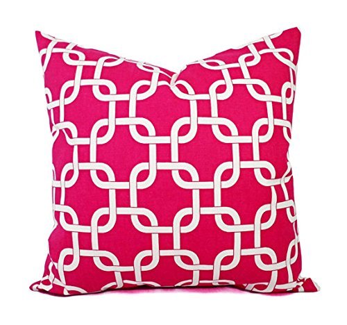 Amazon Com Bright Pink And White Throw Pillow Cover In Custom
