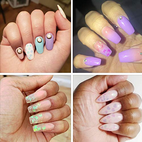 24 Shapes Holographic Nail Sequins Iridescent Mermaid Flakes Nail