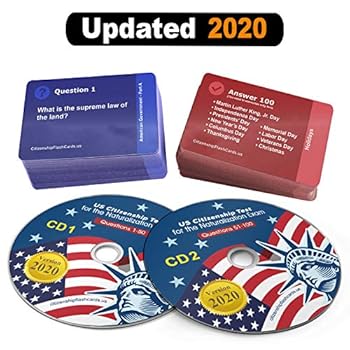 US Citizenship Test Study Guide 2020 CD Audio (2 Disks) with all Official 100 USCIS Flash Cards | 100 Questions & Answers USA Naturalization Civic Question. US Citizenship Test Study Guide 2020 CD Audio (2 Disks) with all Official 100 USCIS Flash Cards | 100 Questions & Answers USA Naturalization Civic Question.