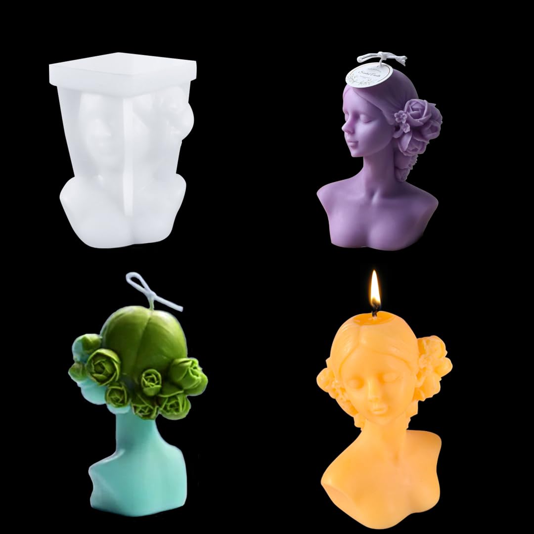 Zayookey Candle Moulds for Candle Making Woman Shaped Candle Resin Casting Mold Homemade Soap Silicone Mold DIY Aromatherapy Candle Polymer Clay Crafts