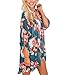 Floral Find Women's Floral Pattern Shawl Chiffon Kimono Summer Casual Loose Fit Cardigan (Small, Teal Blue)