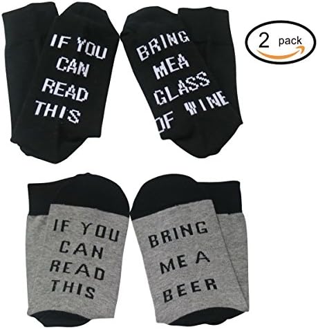 IF You Can Read This Please Bring Me A Glass Of Wine Socks Unisex Comfort Cotton Socks by HUAYF (Mix Color 1)