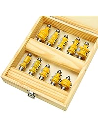 Juego de brocas de moldeado arquitectónico de 8 milelakes, 10 puntas, vástago de 0.5 in