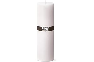 TAG Chapel 3X10 White Pillar Paraffin Wax Candle Unscented Drip-Free Long Burning 145 Hours For Home Decor Wedding Parties Dining Dinner Kitchen Table Tabletop Living Room End Table Decor Decoration