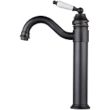 Hiendure Antique Brass Single Hole Kitchen Or Bathroom Faucet - Long Curve Spout Mixer Tap With Ceramic Valve - View #2