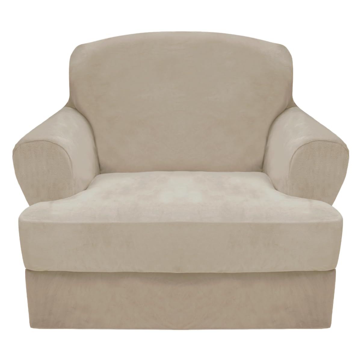 Photo 1 of CUCRAF T Cushion Sofa Cover 2 Piece Armchair Slipcovers, Soft Thick Velvet Couch Cover for Living Room, Washable High Stretch Furniture Protector with 1 Cushion Chair Slipcover (Chair, Ivory)