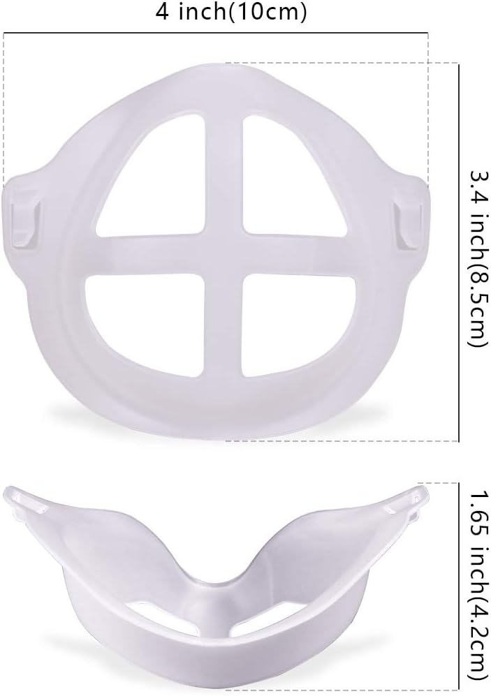 3D Face Bracket for Comfortable Breathing, Inner Support Frame|Under Frame Lipstick Protector Keep Fabric off Mouth to Create More Breathing Space, Reusable Washable Translucent White Pack of 5 - - 