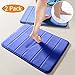 2 Pack Microfiber Memory Foam Bath Mats Bathroom Rug Non Slip Bath Mat Quick Drying and Maximum Absorbency (17 x 24 inches, Blue)
