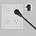 Nekteck 360° Rotating Flat Plug Extension Cord, 1 Foot, 14AWG 3 Prong, Low Profile Right Angle Power Cord Grounded Wire, UL Certified, Black (6 Pack)